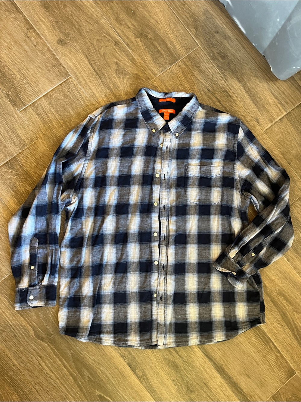 Joe Fresh Blue and White Plaid Button-Down Shirt
